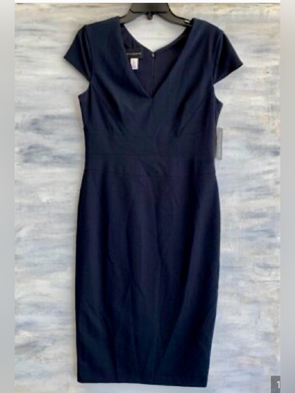 NWT Donna Morgan Navy Blue Sheath Dress Size 14 Career Office Cocktail